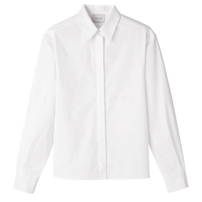 White Longchamp Popelin Women Shirts | Ksa-974OCKLDG