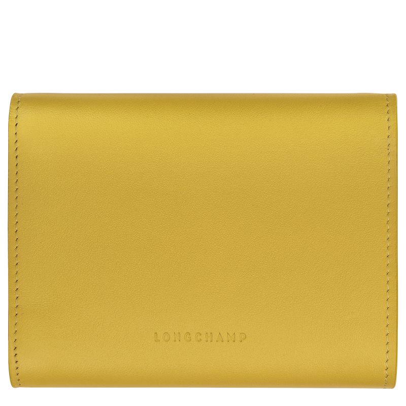 Yellow Longchamp Le Roseau Compact Women Wallet | Ksa-678ZTQPXW