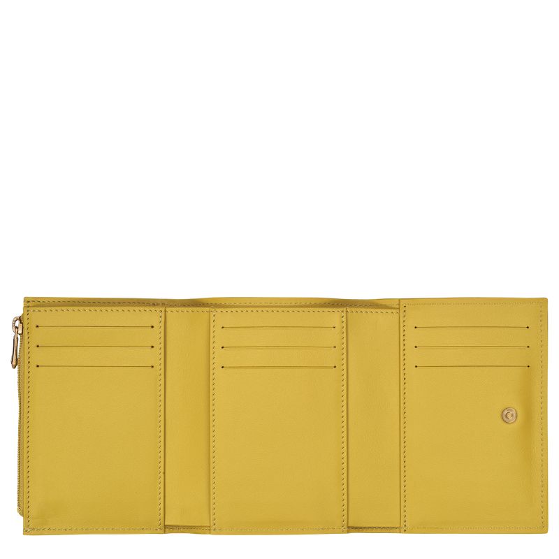 Yellow Longchamp Le Roseau Compact Women Wallet | Ksa-678ZTQPXW