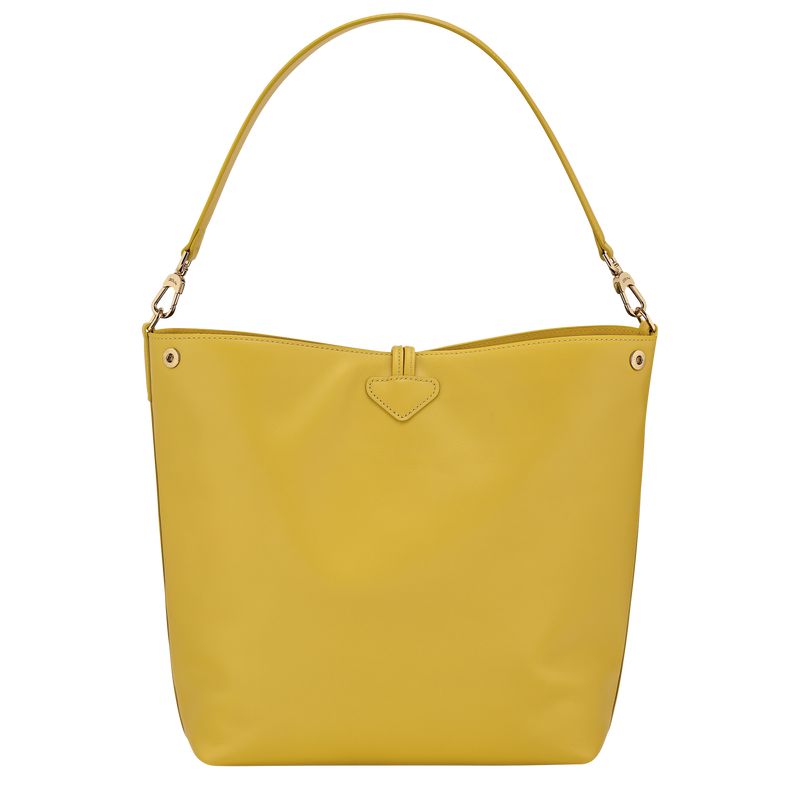 Yellow Longchamp Le Roseau M Women Hobo Bag | Ksa-128JQSKAT
