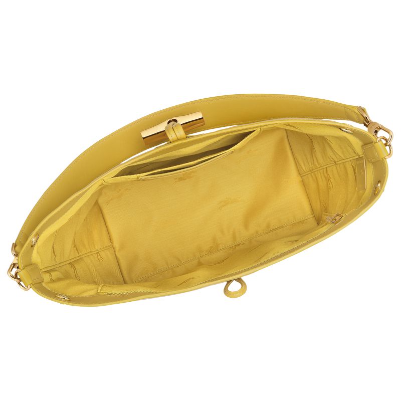 Yellow Longchamp Le Roseau M Women Hobo Bag | Ksa-128JQSKAT