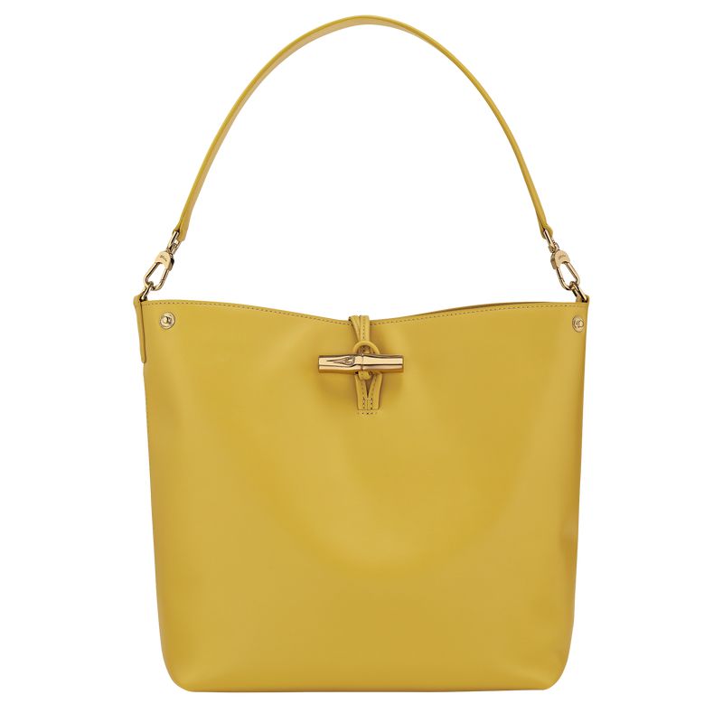 Yellow Longchamp Le Roseau M Women Hobo Bag | Ksa-128JQSKAT